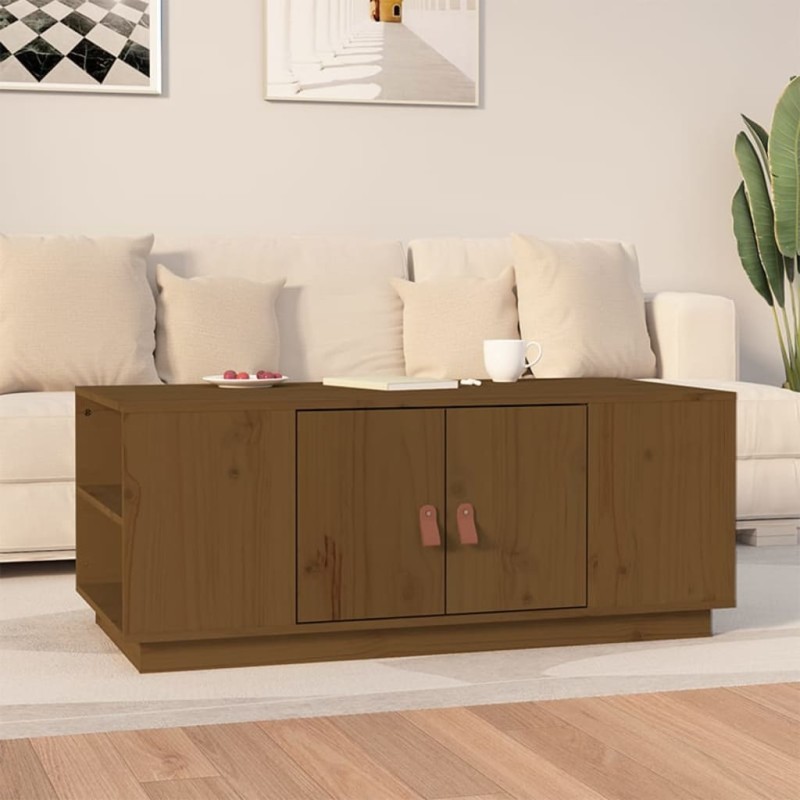 vidaXL Tavolino da Salotto Miele 100x50x41cm in Legno Massello di Pino