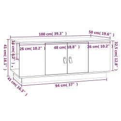 vidaXL Tavolino da Salotto Miele 100x50x41cm in Legno Massello di Pino