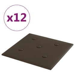 vidaXL Pannelli Murali 12 pz Marroni 30x30 cm Similpelle 1,08 m²