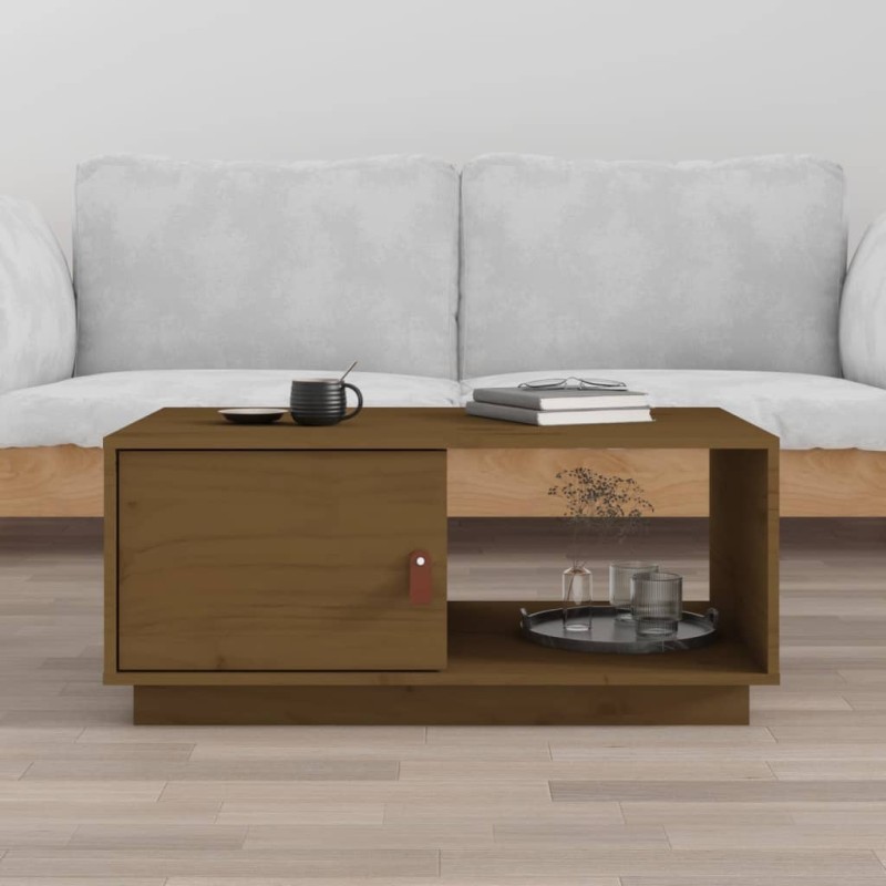 vidaXL Tavolino da Salotto Miele 80x50x35,5 cm Legno Massello di Pino