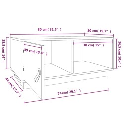 vidaXL Tavolino da Salotto Miele 80x50x35,5 cm Legno Massello di Pino