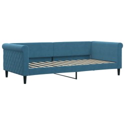 vidaXL Divano Letto Estraibile con Cassetti Blu 90x200 cm in Velluto