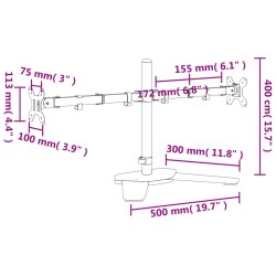 vidaXL Supporto per Monitor Doppio in Acciaio Nero VESA 75/100 mm