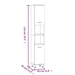 vidaXL Armadietto Bagno Grigio Sonoma 30x30x179cm in Legno ingegnerizzato