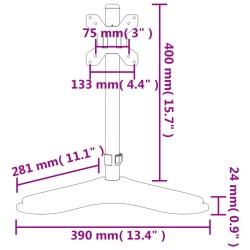 vidaXL Supporto per Monitor in Acciaio Nero VESA 75/100 mm