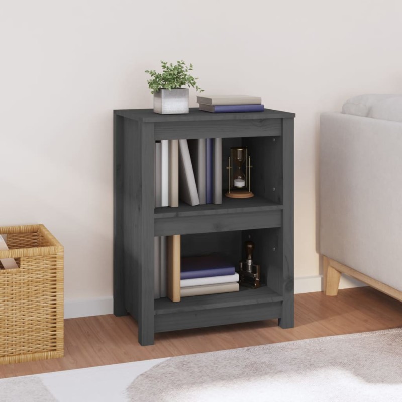 vidaXL Libreria Grigia 50x35x68 cm in Legno Massello di Pino