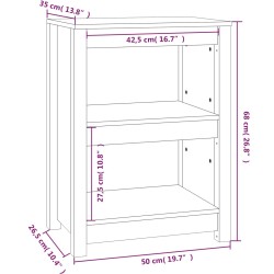 vidaXL Libreria Grigia 50x35x68 cm in Legno Massello di Pino