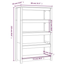 vidaXL Libreria Marrone Miele 80x35x126 cm in Legno Massello di Pino