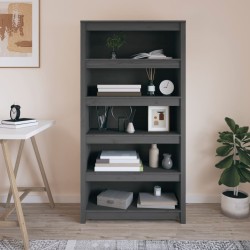 vidaXL Libreria Grigia 80x35x154 cm in Legno Massello di Pino