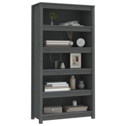 vidaXL Libreria Grigia 80x35x154 cm in Legno Massello di Pino