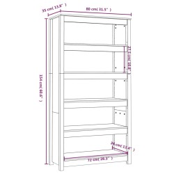 vidaXL Libreria Grigia 80x35x154 cm in Legno Massello di Pino