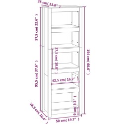 vidaXL Libreria Grigia 50x35x154 cm in Legno Massello di Pino