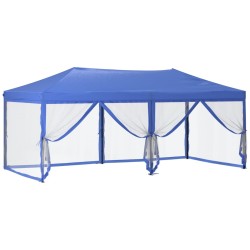 vidaXL Tenda per Feste Pieghevole con Pareti Laterali Blu 3x6 m