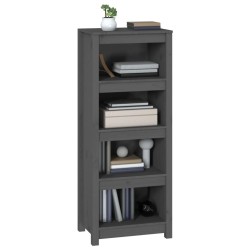 vidaXL Libreria Grigia 50x35x125,5 cm in Legno Massello di Pino