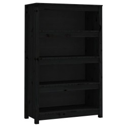 vidaXL Libreria Nera 80x35x126 cm in Legno Massello di Pino