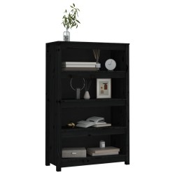 vidaXL Libreria Nera 80x35x126 cm in Legno Massello di Pino