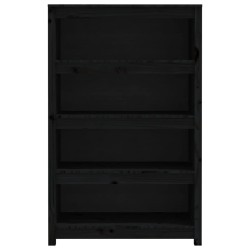 vidaXL Libreria Nera 80x35x126 cm in Legno Massello di Pino