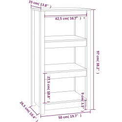 vidaXL Libreria Nera 50x35x97 cm in Legno Massello di Pino