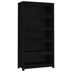 vidaXL Libreria Nera 80x35x154 cm in Legno Massello di Pino