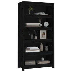 vidaXL Libreria Nera 80x35x154 cm in Legno Massello di Pino