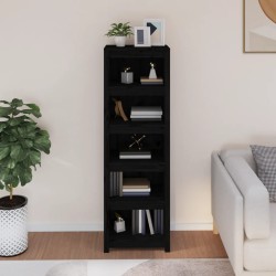 vidaXL Libreria Nera 50x35x154 cm in Legno Massello di Pino