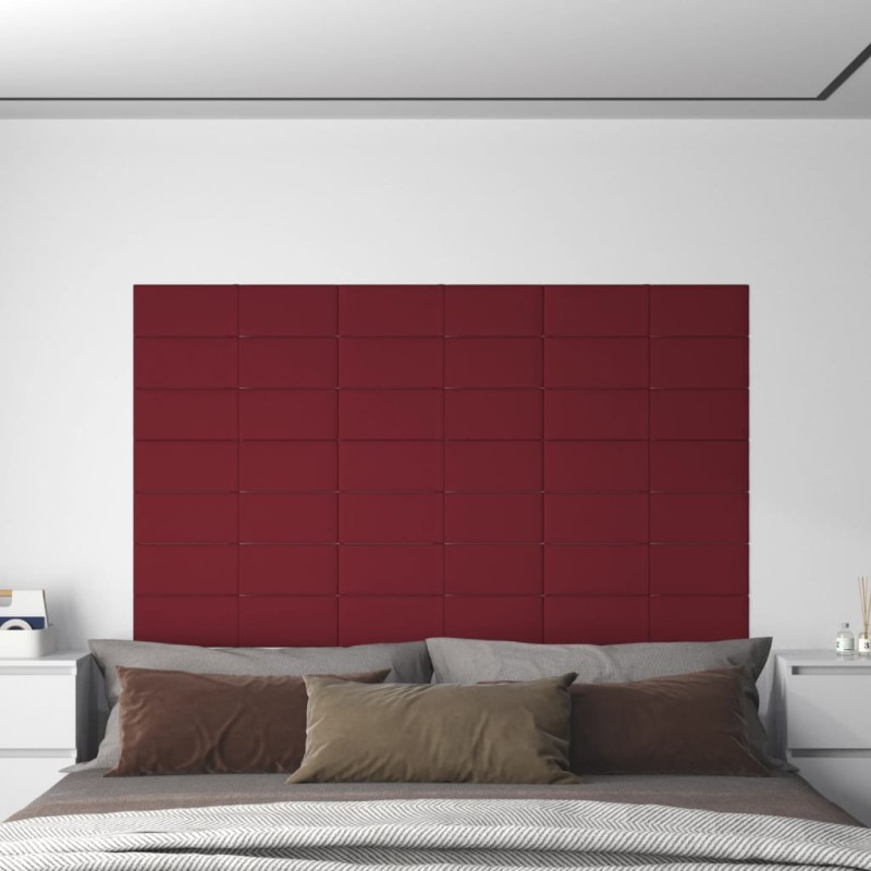 Pannelli Murali 12 pz Rosso Vino 60x15 cm Velluto 1,08 m²