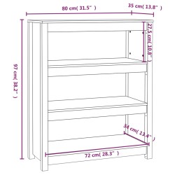 vidaXL Libreria Grigia 80x35x97 cm in Legno Massello di Pino