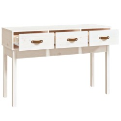 vidaXL Tavolo Consolle Bianco 114x40x75 cm in Legno Massello di Pino