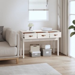 vidaXL Tavolo Consolle Bianco 114x40x75 cm in Legno Massello di Pino