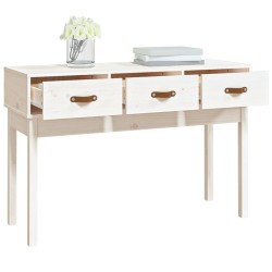 vidaXL Tavolo Consolle Bianco 114x40x75 cm in Legno Massello di Pino