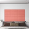 Pannelli Murali 12 pz Rosa 60x15 cm Velluto 1,08 m²