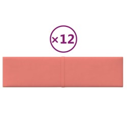 Pannelli Murali 12 pz Rosa 60x15 cm Velluto 1,08 m²