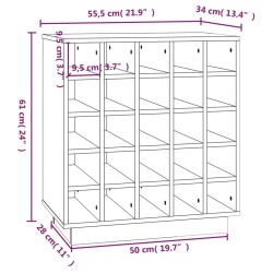 vidaXL Portabottiglie Miele 55,5x34x61 cm in Legno Massello di Pino