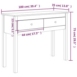 vidaXL Tavolo Consolle Miele 100x35x75 cm in Legno Massello di Pino