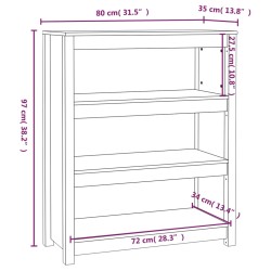 vidaXL Libreria Nera 80x35x97 cm in Legno Massello di Pino