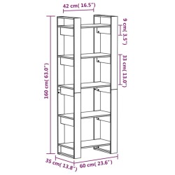 vidaXL Libreria/Divisorio Grigio 60x35x160 cm Legno Massello