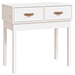 vidaXL Tavolo Consolle Bianco 76,5x40x75 cm in Legno Massello di Pino