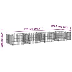 vidaXL Gabbia per Cani da Esterno in Acciaio 15,02 m²