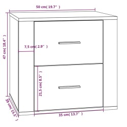 vidaXL Comodino Rovere Fumo 50x39x47 cm