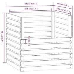 vidaXL Compostiera Miele 80x80x78 cm in Legno Massello di Pino