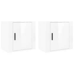 vidaXL Comodini a Muro 2 pz Bianco Lucido 50x30x47 cm