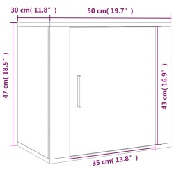 vidaXL Comodino a Muro Grigio Sonoma 50x30x47 cm