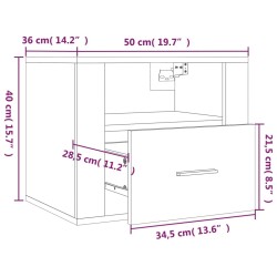 vidaXL Comodini a Muro 2 pz Grigio Cemento 50x36x40 cm