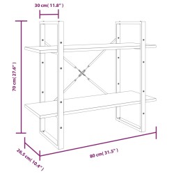 vidaXL Libreria a 2 Ripiani Grigio Sonoma 80x30x70cm Legno ingegnerizzato