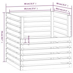 vidaXL Compostiera Bianca 80x80x78 cm in Legno Massello di Pino