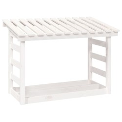 vidaXL Portalegna Bianco 108x64,5x78 cm in Legno Massello di Pino