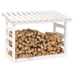 vidaXL Portalegna Bianco 108x64,5x78 cm in Legno Massello di Pino