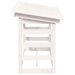 vidaXL Portalegna Bianco 108x64,5x78 cm in Legno Massello di Pino