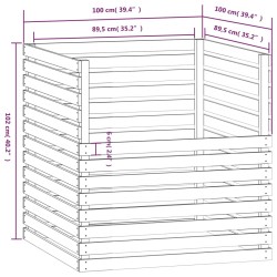 vidaXL Compostiera Bianca 100x100x102 cm in Legno Massello di Pino