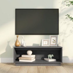 vidaXL Mobile Porta TV Grigio 90x35x35 cm in Legno Massello di Pino